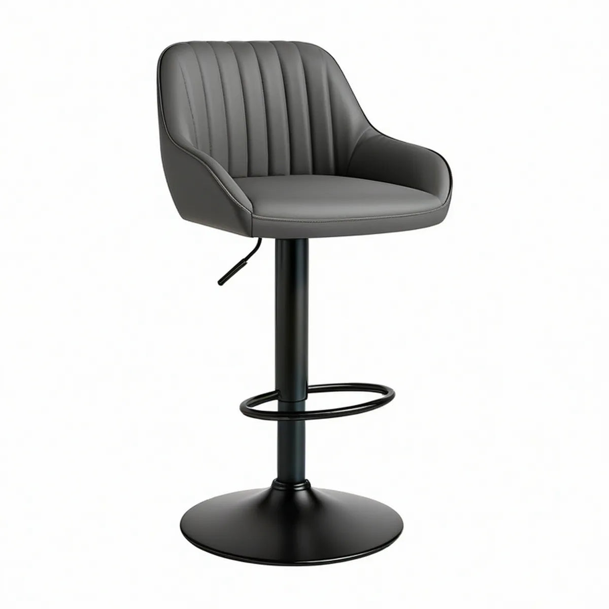 Højdejusterbar drejelig barstol med armlæn, 54 x 52 x 92-113 cm, grå/sort