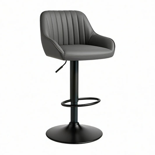Højdejusterbar drejelig barstol med armlæn, 54 x 52 x 92-113 cm, grå/sort